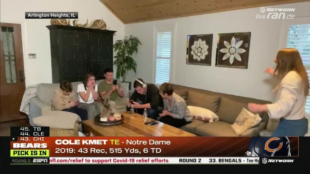 Notre Dame TE Cole Kmet Drafted #43 Overall By Chicago Bears //