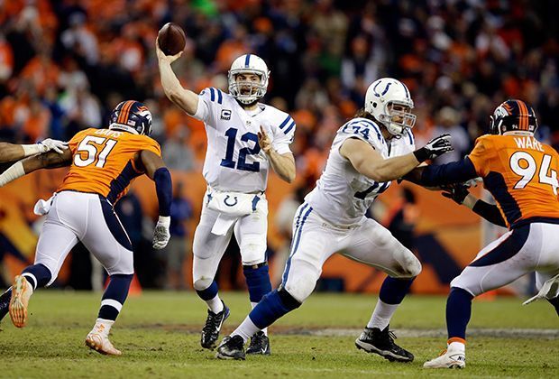 
                <strong>Indianapolis Colts vs. Denver Broncos</strong><br>
                Andrew Luck bestimmt mit seinen Pässen das Geschehen. Er verteilt sie präzise, auch wenn er sich zwei Interceptions leistet.
              
