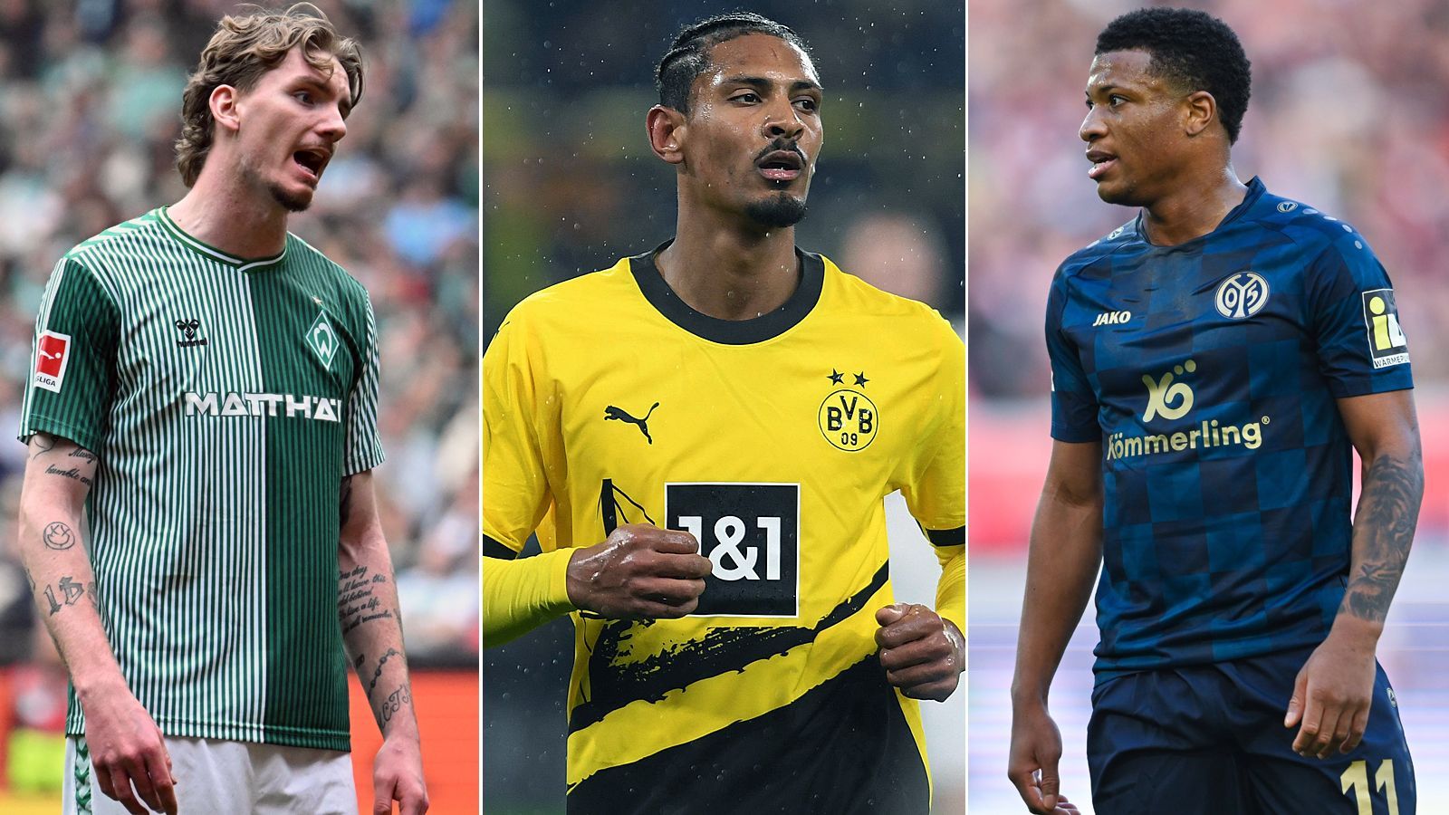 <strong>Haller, Iglesias und Co: Die Null-Tore-Stürmer der Bundesliga</strong><br>Die Saison 2023/24 neigt sich dem Ende zu, Dennoch warten zahlreiche Bundesliga-Stürmer, wie Dortmunds Sebastien Haller (M.), immer noch auf ihr erstes Saisontor. <em><strong>ran</strong></em> zeigt sie. (Anmerkung: berücksichtigt sind Spieler, die mindestens 100 Einsatzminuten in der laufenden Saison 2023/24 haben/Stand: 7. April 2024/Quelle: transfermarkt.de)