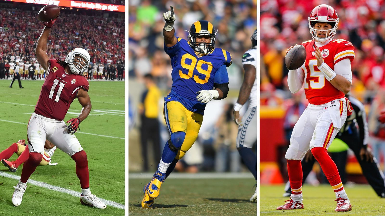 
                <strong>NFL Woche 14: Mahomes, Donald und Co. auf Legendenjagd</strong><br>
                Am 14. Spieltag der NFL bahnen sich einige Meilensteine an. Während Patrick Mahomes und Aaron Donald auf den Spuren einiger NFL-Größen wandeln, könnten Larry Fitzgerald und Frank Gore ihren eigenen Legenden-Status weiter ausbauen. Hier sind die spannendsten Spieler-Statistiken der kommenden NFL-Woche.
              