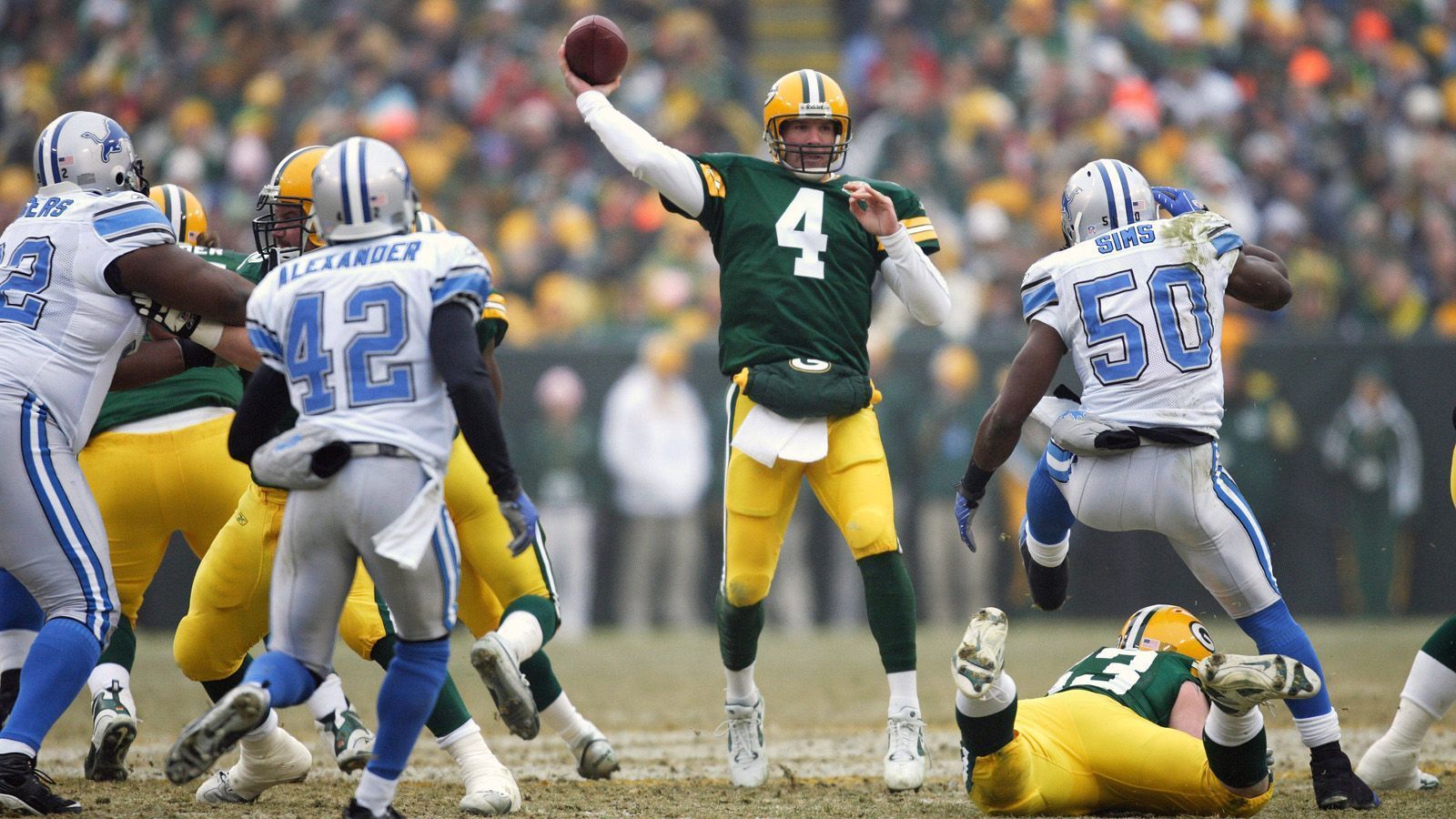 
                <strong>Detroit Lions - Brett Favre</strong><br>
                58 Touchdown-Pässe
              