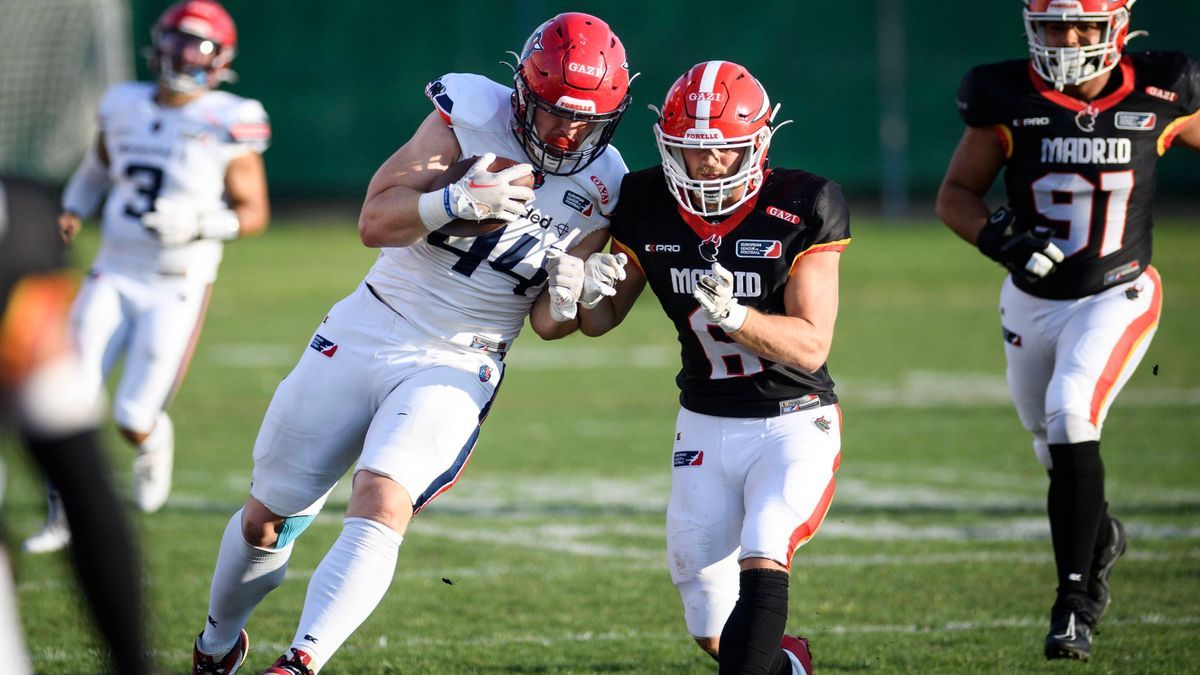 Croatia, Sibenik, 240824. Stadium Subicevac. Hamburg Sea Devils and Madrid Bravos, American football match European League of Football ELF. Photo: Niksa Stipanicev CROPIX Copyright: xCopyrightedxNi...