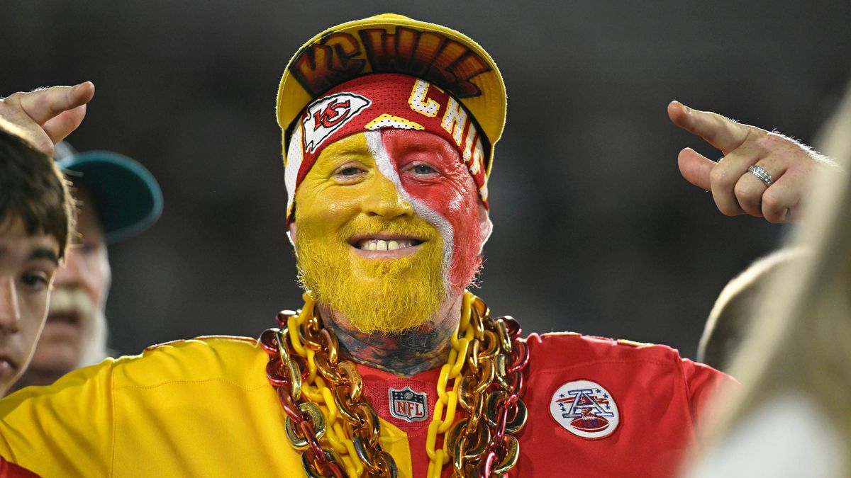 A Kansas City Fan attends the game as the Chiefs compete against the Jaguars at EverBank Stadium in Jacksonville, Florida on Monday October 6, 2025. Jacksonville upset Kansas City by a score of 31-...
