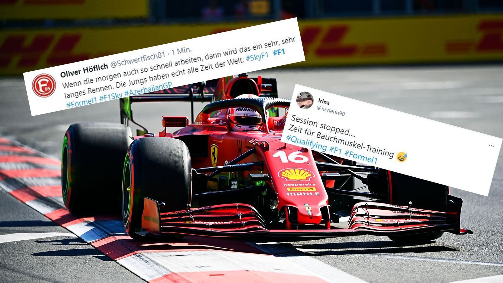 
                <strong>Die Netzreaktionen zum Aserbaidschan-Qualifying</strong><br>
                Charles Leclerc holt in einem turbulenten Qualifying von Aserbaidschan die Pole-Position. Gleich vier Mal wird die Rote Flagge gezeigt. ran.de zeigt die Netzreaktionen.
              