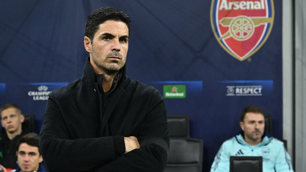 Mikel Arteta of Arsenal F.C. in action during the UEFA Champions League 2024 25 League Phase MD4 match between F.C. Inter and Arsenal F.C. at San Siro Stadium on November 6, 2024 in Milan, Italy. P...