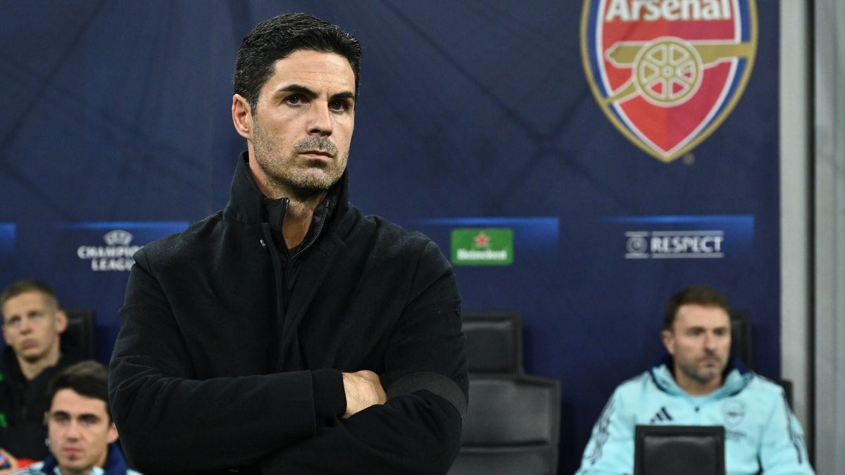 Mikel Arteta of Arsenal F.C. in action during the UEFA Champions League 2024 25 League Phase MD4 match between F.C. Inter and Arsenal F.C. at San Siro Stadium on November 6, 2024 in Milan, Italy. P...