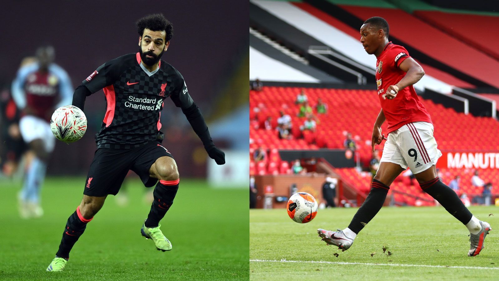 
                <strong>Linksaußen: Mohamed Salah versus Anthony Martial </strong><br>
                Natürlich haben auch die Reds ordentlich Offensivpower zu bieten. Mit Salah steht zum Beispiel eine echte Offensivgewalt und der beste Torjäger der Premier League im Kader von Trainer Jürgen Klopp. Der Ägypter erzielte 13 Tore und bereitete drei weitere Tore vor. Mit dieser Wucht kann auch der schnelle Martial nicht mithalten – er kommt insgesamt auf sechs Torbeteiligungen. Punkt Salah, Liverpool verkürzt auf 4:5.
              