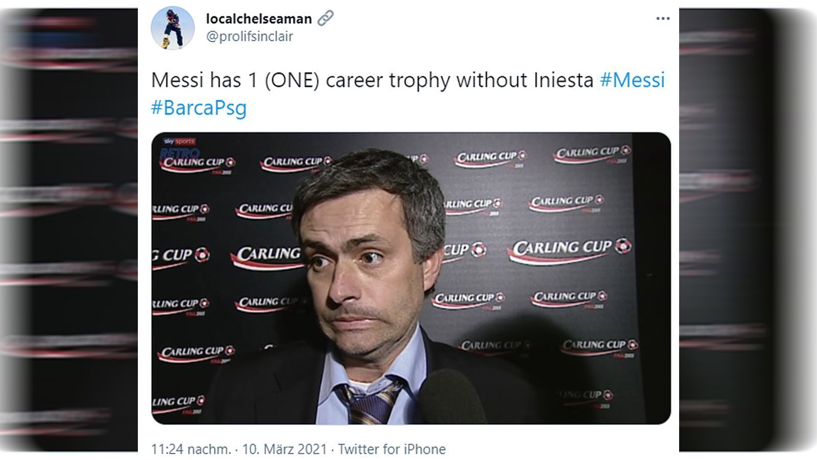 
                <strong>Die Netzreaktionen zum Champions-League-Aus des FC Barcelona</strong><br>
                Ist Andres Iniesta wirklich der Grund, wieso es bei Barca bzw. Messi mit Titeln nicht mehr so richtig klappt? Der 36-Jährige verließ den FC Barcelona im Sommer 2018 und kickt seitdem in Japan für Vissel Kobe.
              