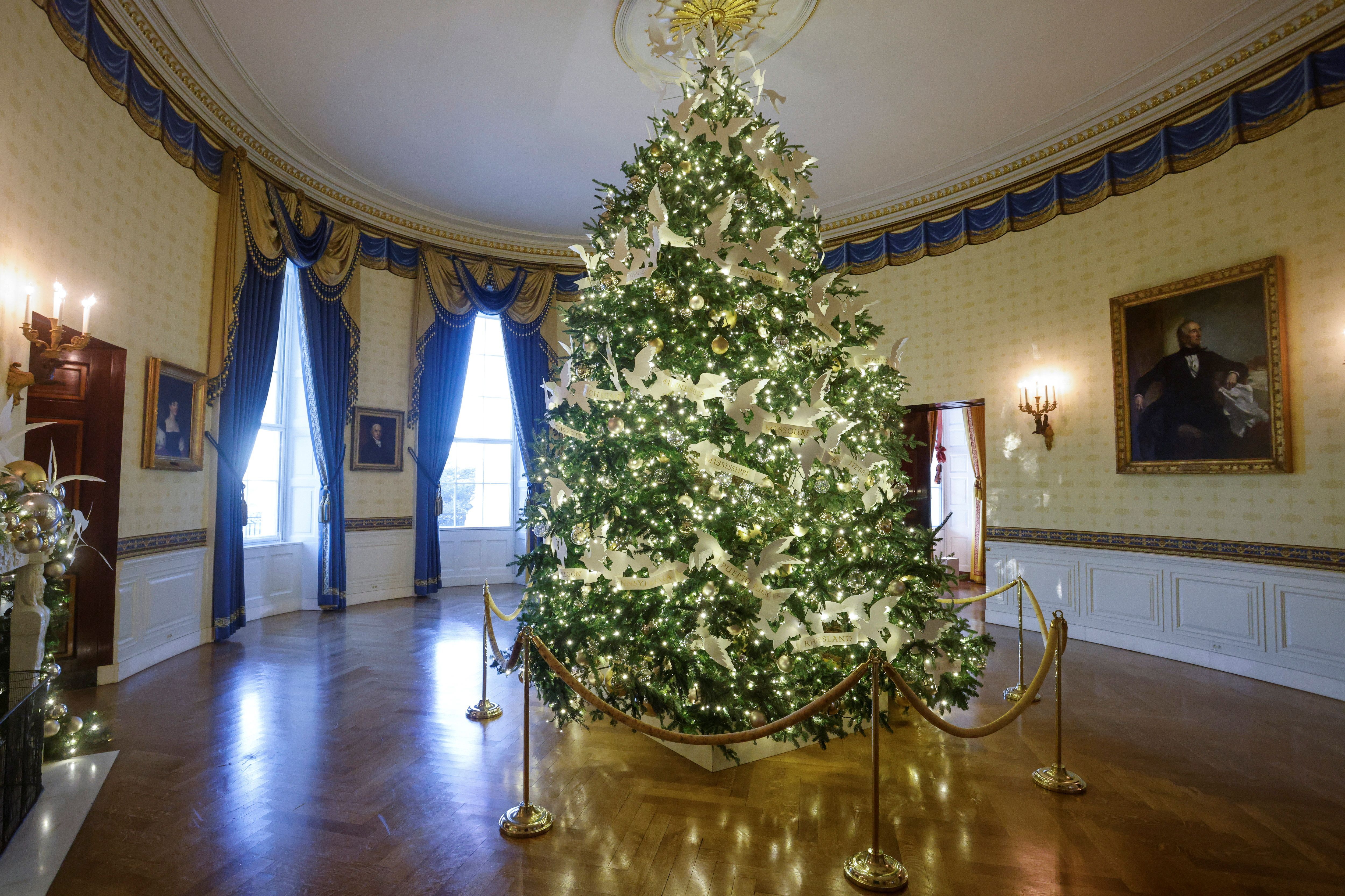 Kurz darauf erstrahlt der erste Weihnachtsbaum in der Amtszeit von Joe Biden.