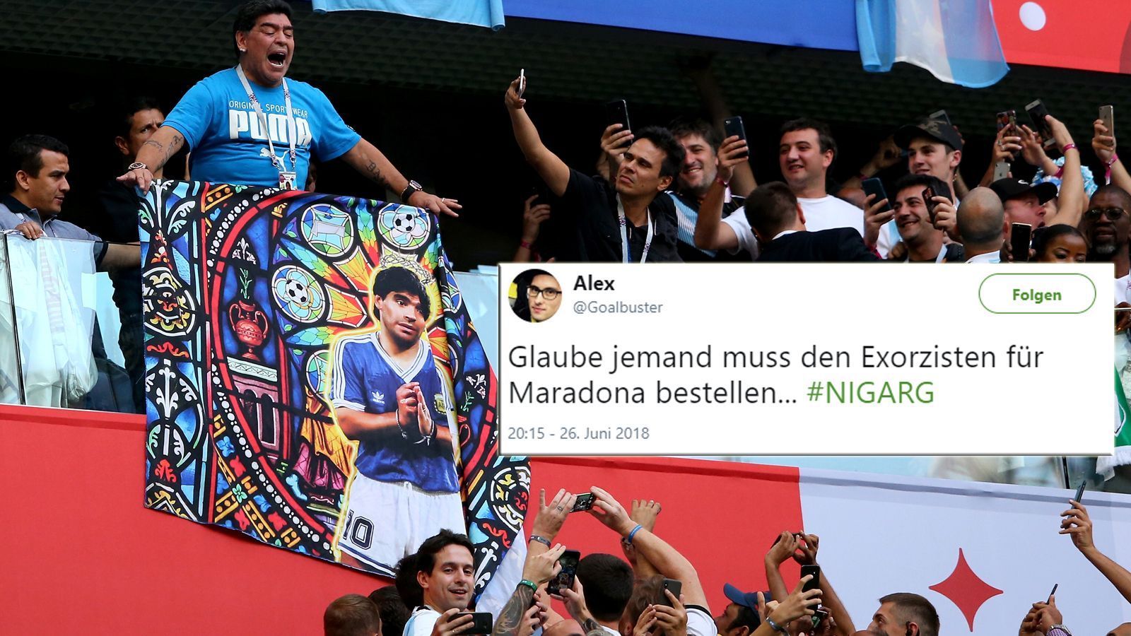 
                <strong>Maradona geht auf der Tribüne steil</strong><br>
                Ob es dann wirklich soweit kommen muss, wie es @Goalbuster beschreibt ... Die Fans feiern auf jeden Fall ihren San Diego. Und er sich.
              