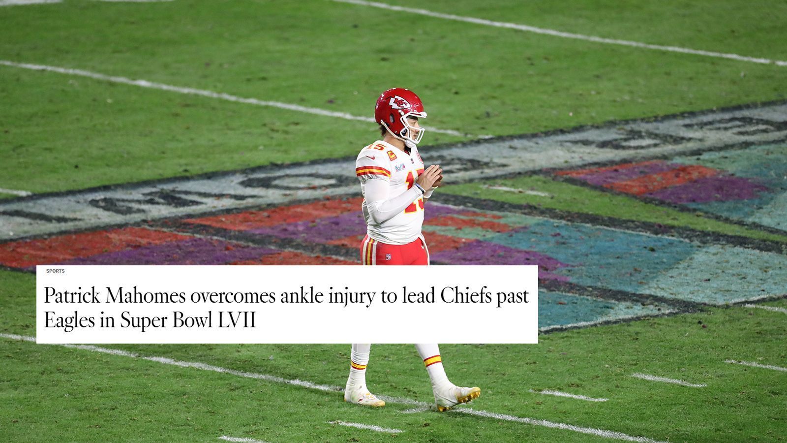 
                <strong>Los Angeles Times (USA)</strong><br>
                "Patrick Mahomes übersteht Knöchelverletzung und führt die Chiefs zum Sieg über die Eagles im Super Bowl 57."
              