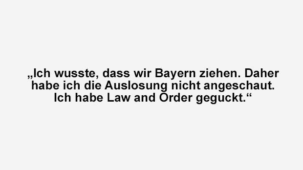 
                <strong>Jürgen Klopp</strong><br>
                Der frühere BVB-Trainer über die Auslosung des Pokal-Halbfinals, das seinem Team die Auswärtsaufgabe beim FC Bayern bescherte. Spannender war für Kloppo offenbar die Krimiserie im TV.
              