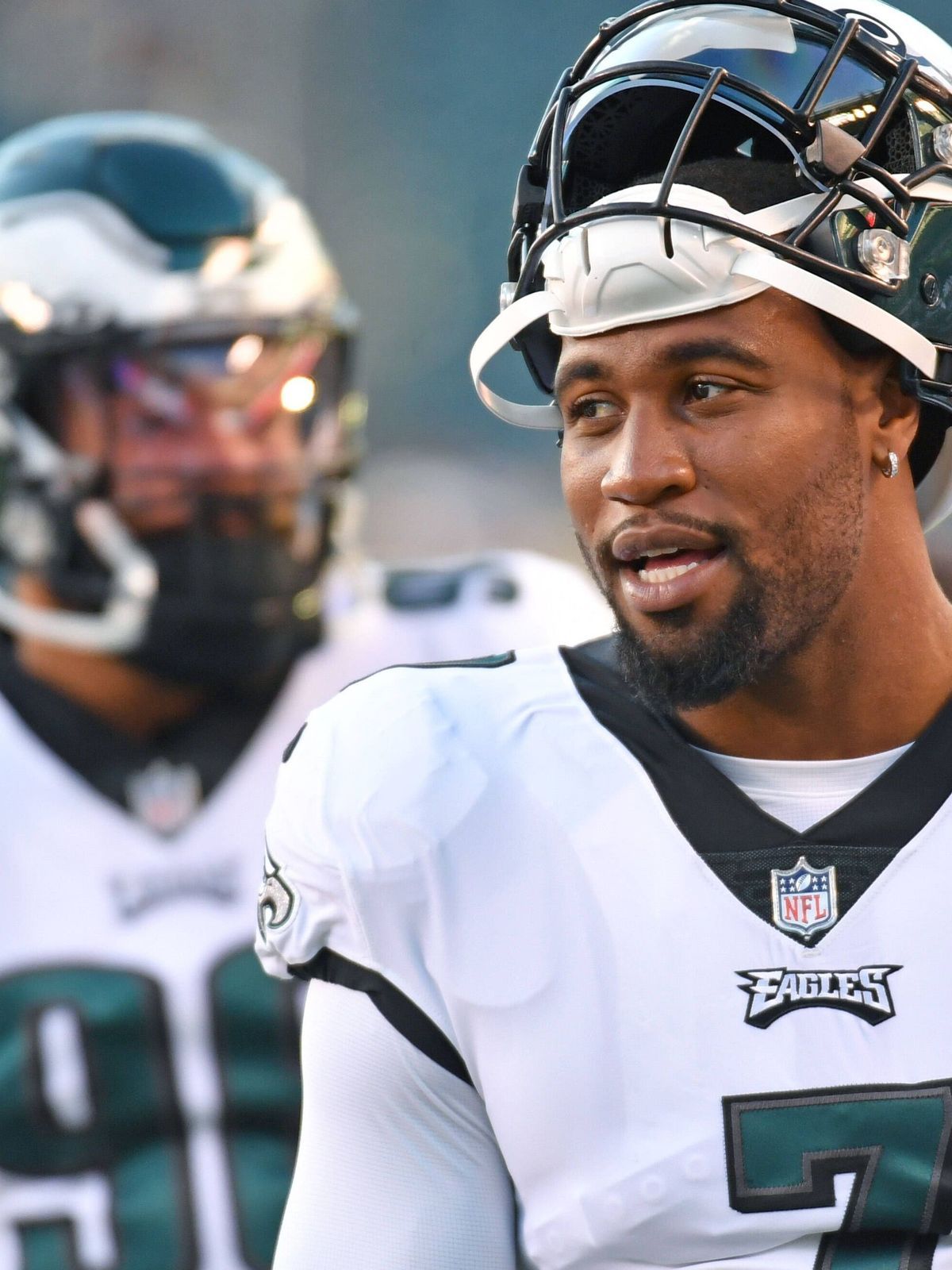 NFL, American Football Herren, USA New York Jets at Philadelphia Eagles, Aug 12, 2022; Philadelphia, Pennsylvania, USA; Philadelphia Eagles linebacker Haason Reddick (7) during warmups against the ...