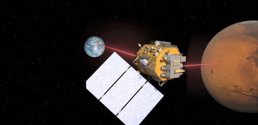Nach Hause telefonieren! Eine der wichtigsten Motive einer bemannten Marsmission wird es sein, den Menschen auf der Erde das Gefühl zu geben, quasi dabei zu sein. Die NASA arbeitet daher an einer besonders leistungsstarken Kommunikation per Laser. 