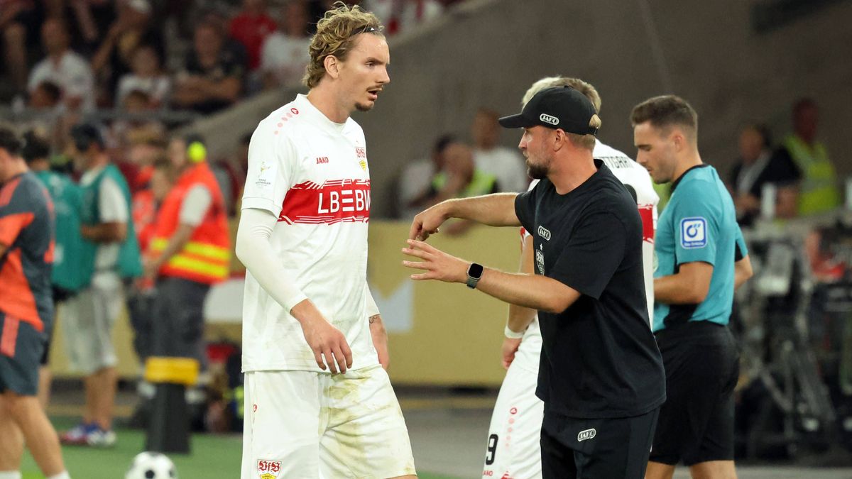 16.08.25 Franz-Beckenbauer-Supercup VfB Stuttgart - FC Bayern München Deutschland, Stuttgart, 16.08.2025, Fussball, Franz-Beckenbauer-Supercup, VfB Stuttgart - FC Bayern München: v.l. Nick Woltemad...