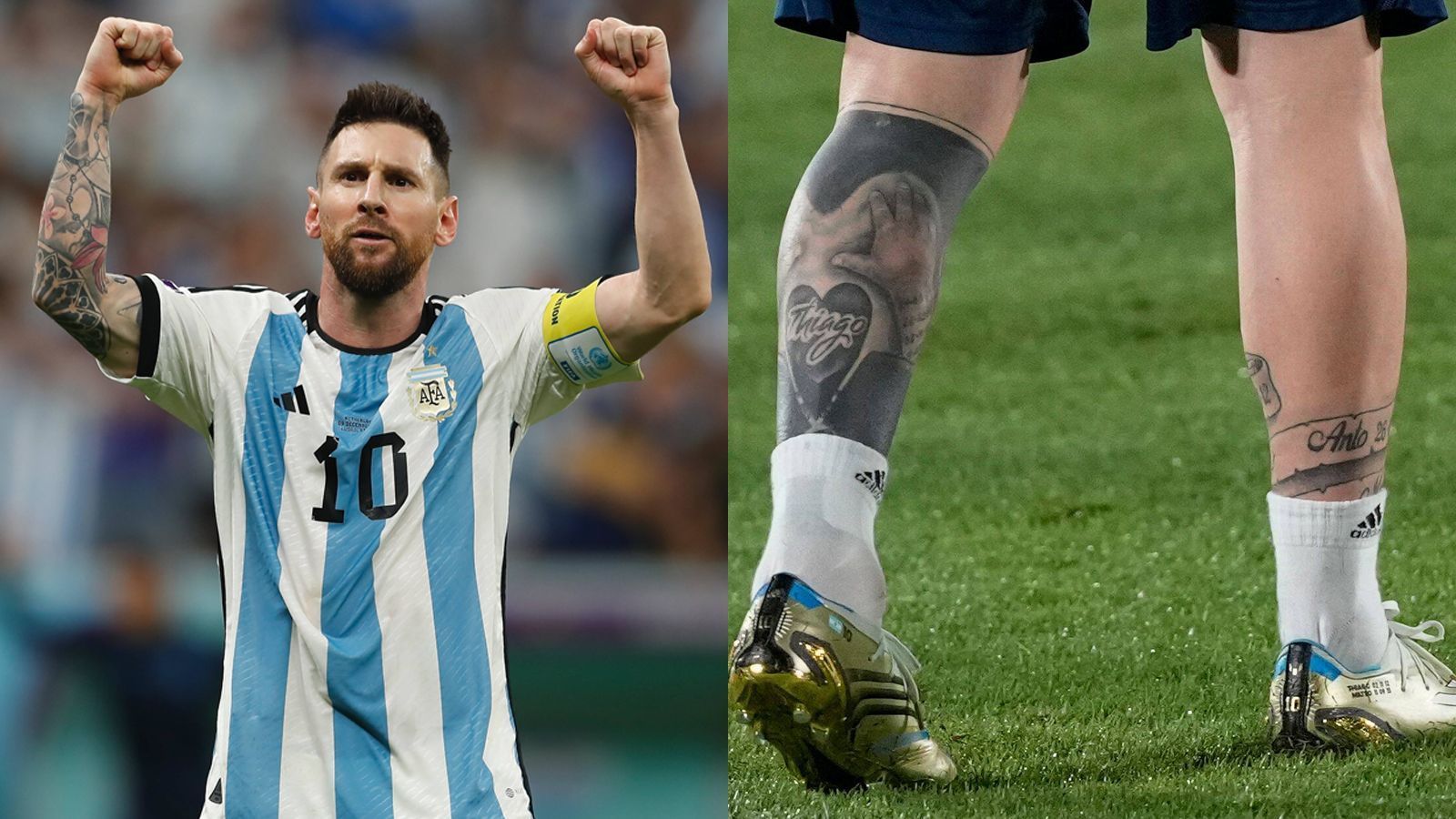 
                <strong>Symbolträchtige Haut: Die Tattoo-Bedeutungen des Lionel Messi</strong><br>
                Zumeist fällt Superstar Lionel Messi durch seine herausragenden sportlichen Leistungen auf, doch bei genauerem Blick auf den Superstar sticht mit der Zeit immer mehr hervor, dass er über zahlreiche Tattoos verfügt. Aber was steckt hinter dessen Körperbemalungen? ran deckt die Bedeutungen der Tätowierungen des Lionel Messi auf.
              