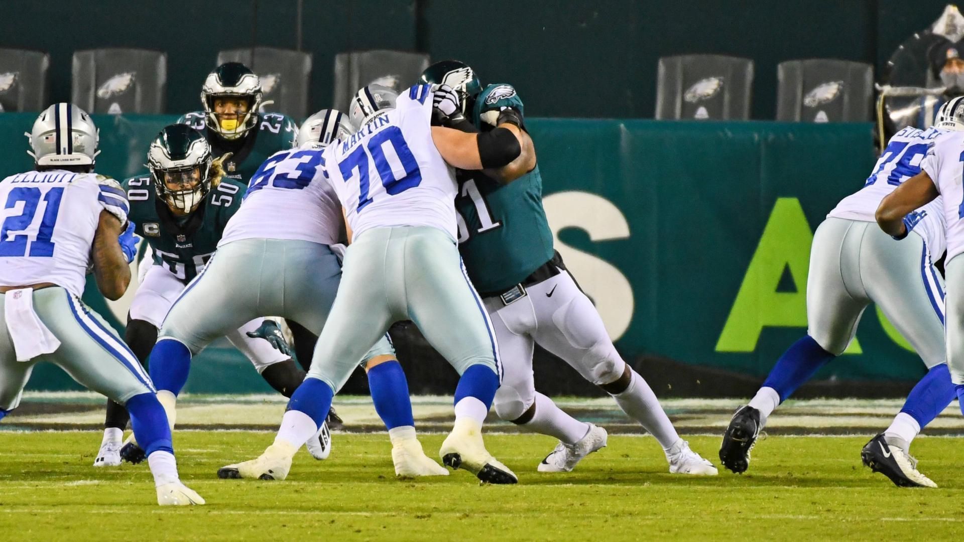 
                <strong>Platz 6: Dallas Cowboys</strong><br>
                Nach den Personalproblemen in der vergangenen Saison können die Cowboys 2021 wieder auf eine starke Offensive Line bauen. Auf der Tackle-Position kehren mit Tyron Smith und La'el Collings gleich zwei überdurchschnittliche Starter zurück, die in der vergangenen Saison aufgrund von Verletzungen lange fehlten. Mit Zack Martin kann Quarterback Dak Prescott auf einen der besten Guards der Liga bauen, während sich auch Connor Williams in den letzten Jahren zu einem zuverlässigen Beschützer entwickelt hat. Auf der Center-Position entscheidet sich die Starter-Rolle zwischen Tyler Biadisz und Joe Looney, wobei Biadisz vor allem im Laufspiel die Nase vorne haben dürfte. Bleiben alle Starter in der O-Line fit, könnten die Cowboys zur altbekannten Macht auf dieser Position zurückkehren. 
              