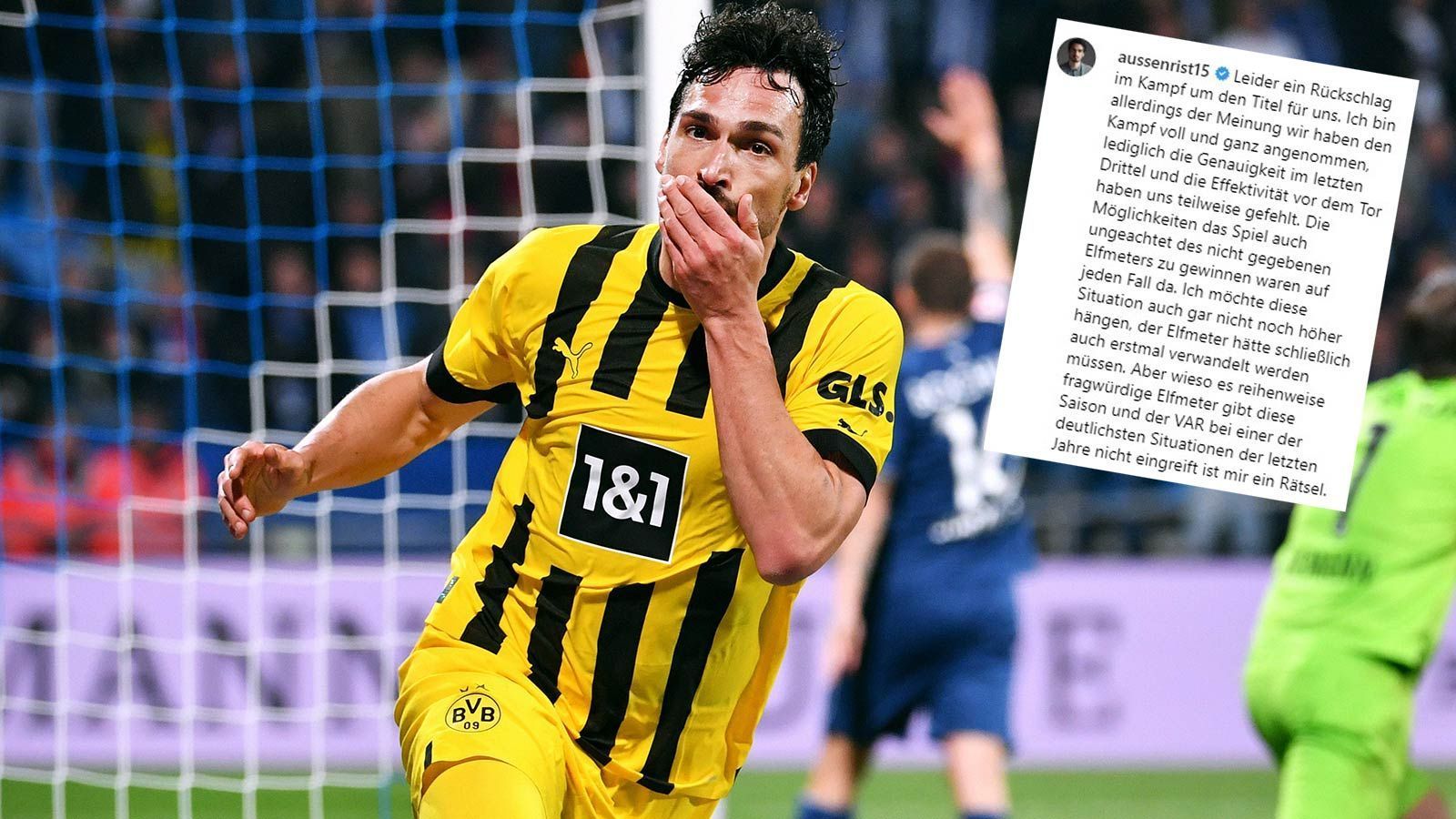 
                <strong>Mats Hummels kritisiert VAR deutlich</strong><br>
                Abwehrspieler Mats Hummels hat sich nach dem kontroversen Unentschieden von Borussia Dortmund gegen den VfL Bochum via "Instagram" zu Wort gemeldet. Der 34-Jährige wollte in dem Post den nicht gegebenen Strafstoß nach einem Foul an Karim Adeyemi nicht als Ausrede für den verpassten Sieg gelten lassen und verwies auf die fehlende Effektivität seines Teams vor dem Bochumer Tor. Trotzdem kritisierte er den Video Assistant Referee (VAR) mit deutlichen Worten: "Wieso es reihenweise fragwürdige Elfmeter gibt diese Saison und der VAR bei einer der deutlichsten Situationen der letzten Jahre nicht eingreift ist mir ein Rätsel."
              