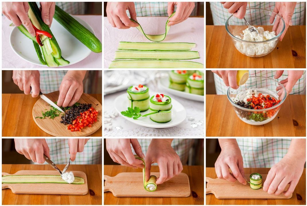 Step by step – so bereiten Sie leckere Gurken-Feta-Röllchen zu