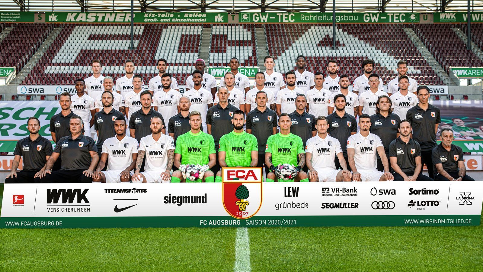 
                <strong>Platz 16: FC Augsburg</strong><br>
                Durchschnittsalter: 26,3 JahreJüngster Spieler: Simon Asta (19 Jahre)Ältester Spieler: Rafal Gikiewicz (32 Jahre)
              
