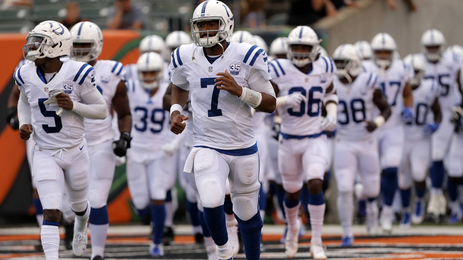 
                <strong>Indianapolis Colts</strong><br>
                Team Captains: Jacoby Brissett (QB), T.Y. Hilton (WR), Darius Leonard (LB), Clayton Geathers (S), Adam Vinatieri (K)
              