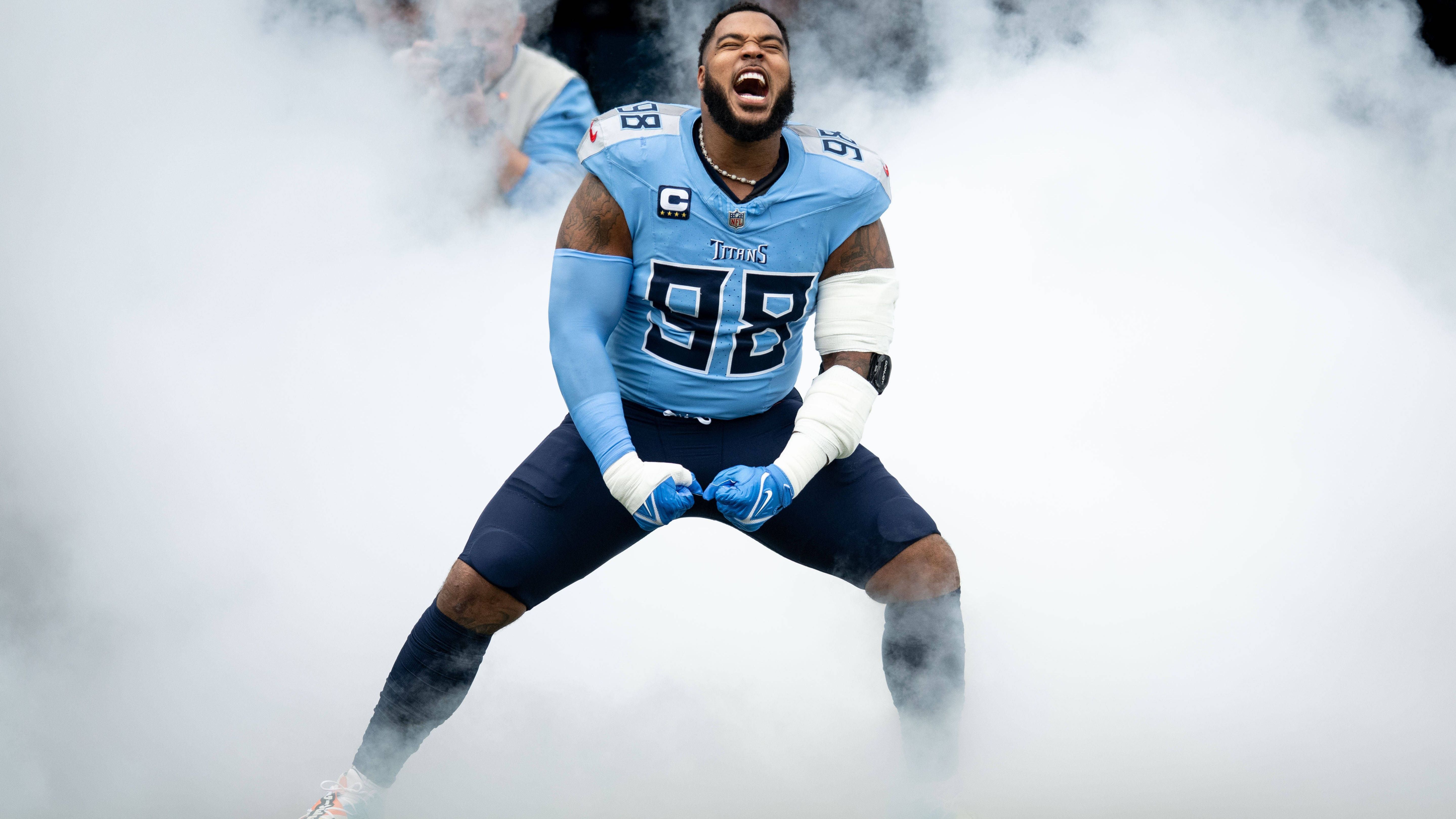 <strong>Tennessee Titans: Drei Jahre</strong><br>Die Tennessee Titans mischten zuletzt in der Saison 2021 in den Playoffs mit. Damals war es die dritte Teilnahme nacheinander für die Franchise aus Nashville. Ihre Chancen auf eine weitere Postseason haben die Titans nach Week 14 diesen Jahres allerdings schon verwirkt.