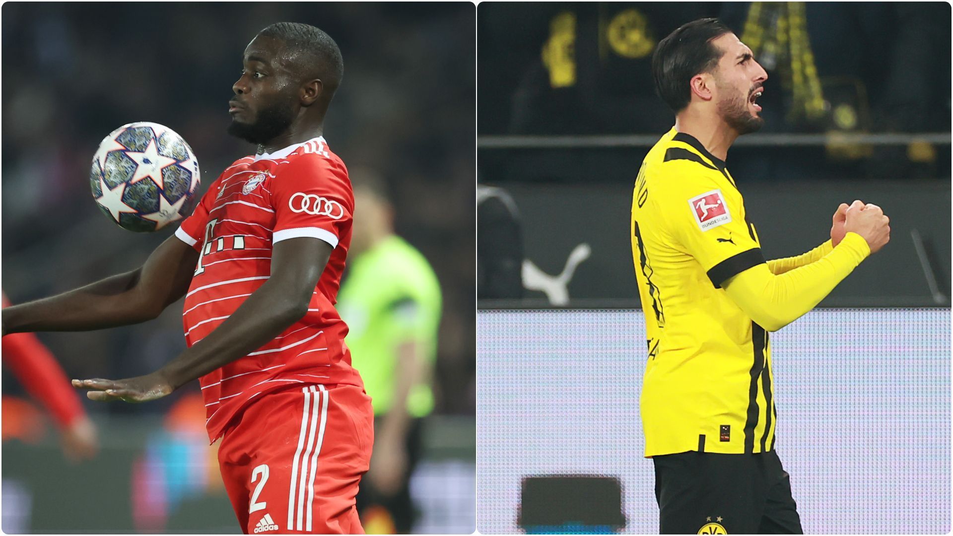 
                <strong>Abwehr/Mittelfeld: Dayot Upamecano vs. Emre Can</strong><br>
                Durch die unterschiedlichen Grundformationen der beiden Teams ergibt sich hier ein Duell zwischen zwei Spielern, die eigentlich auf unterschiedlichen Positionen spielen. Can war DER Gewinner der vergangenen Wochen - beim BVB UND in der Nationalmannschaft. Warum wir ihn gegen Upamecano stellen? Weil Can beim BVB zuletzt als Sechser auch oft zwischen den Innenverteidigern spielte. Mit seinen Zweikampf-Qualitäten und seiner Vergangenheit als Abwehrspieler dürfte er auch gegen die Bayern immer wieder mit nach hinten rücken. Upamecano spielt seinerseits oft auf Weltklasse-Niveau, hat aber auch immer wieder Aussetzer drin - wie vor der Länderspielpause in Leverkusen. Daher ein ausgeglichenes Duell. Punkt für beide, 3:3.
              