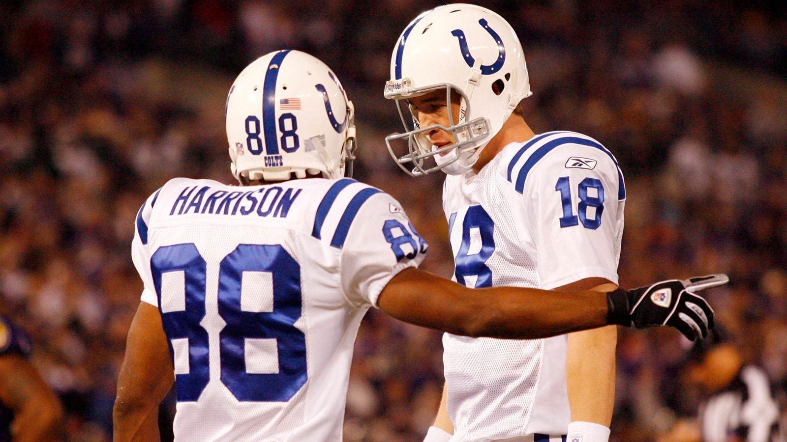 
                <strong>Platz 1: Peyton Manning und Marvin Harrison</strong><br>
                &#x2022; 114 Touchdowns<br>&#x2022; Indianapolis Colts (1998 bis 2008)<br>
              