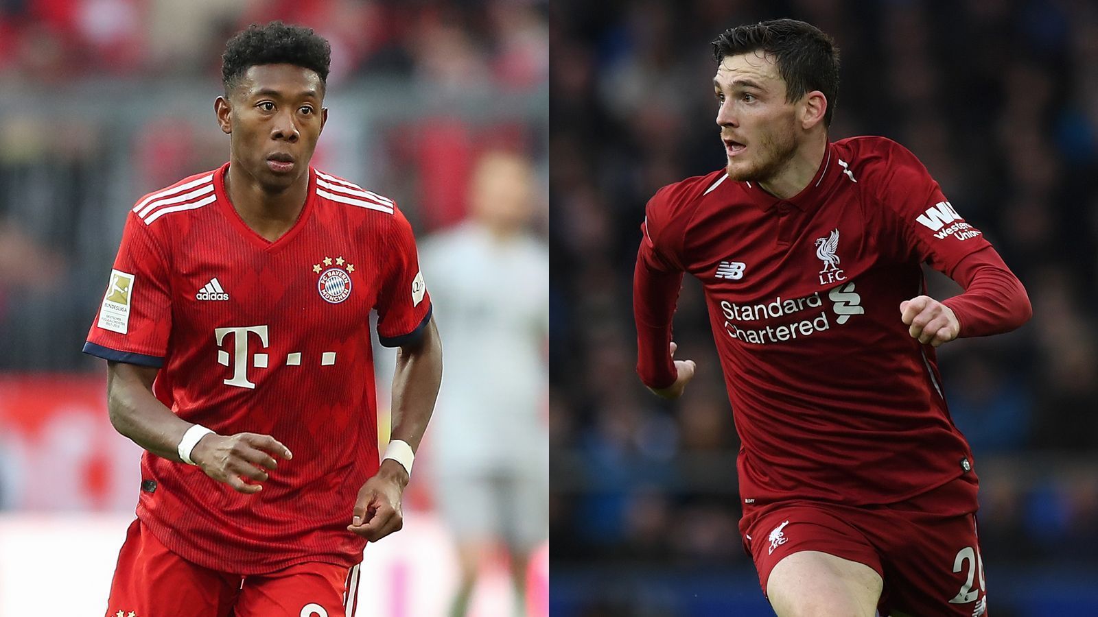 
                <strong>David Alaba vs. Andrew Robertson</strong><br>
                Vor vier Jahren musste Andrew Robertson noch um seinen Platz bei Dundee United kämpfen. Heute ist der 25-Jährige Stammspieler bei Liverpool. David Alaba legt in dieser Saison nicht so starke Zahlen auf wie gewohnt (zwei Tore, vier Assists). Dennoch spricht die größere internationale Erfahrung für den Österreicher. Auch technisch hat er leichte Vorteile. Punkt Alaba. Bayern 2:3 Liverpool 
              