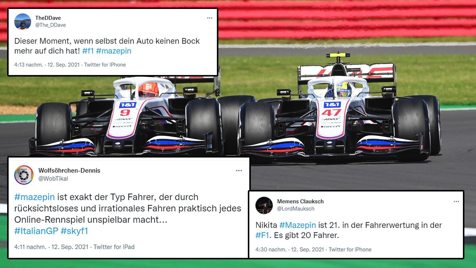 
                <strong>Mazepin räumt Schumacher ab</strong><br>
                Im Haas-Duell kam es nebenbei mal wieder zu Kontakten zwischen Nikita Mazepin und Mick Schumacher. Dabei räumte Mazepin seinen Teamkollegen zum wiederholten Male ab. 
              