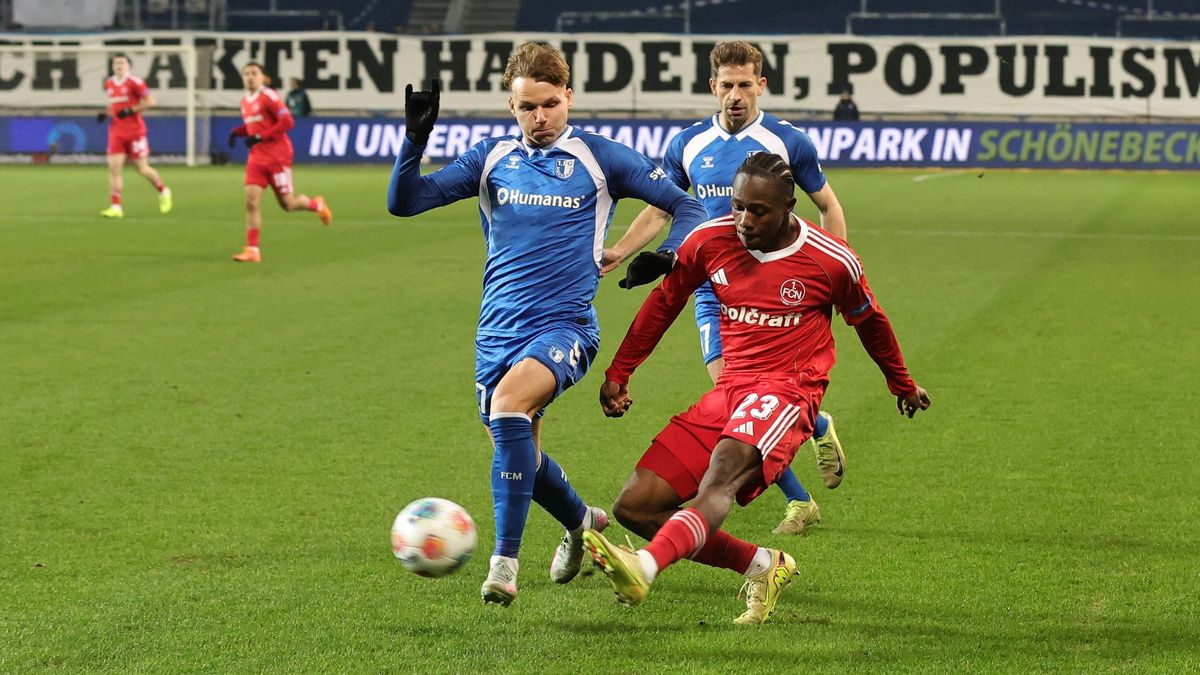 29.11.2025 - Fussball - Saison 2025 2026 - 2. Fussball - Bundesliga - 14. Spieltag: 1. FC Magdeburg FCM - 1. FC Nürnberg FCN ( Club ) - Sportfoto Zink DaMa - xdaxmax - DFL regulations prohibit any ...