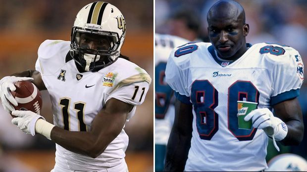 
                <strong>Breshad und Brett Perriman</strong><br>
                Familie Perriman: Als Wide Receiver ist Brett Perriman (re.) zwischen 1988 und 1997 Teil der NFL, läuft für die New Orleans Saints, die Detroit Lions, die Kansas City Chiefs und Miami Dolphins auf. Sein Sohn Breshad schafft es 2015 ins Roster der Baltimore Ravens, verpasst wegen einer Knie-Verletzung aber fast seine komplette Rookie-Saison.
              