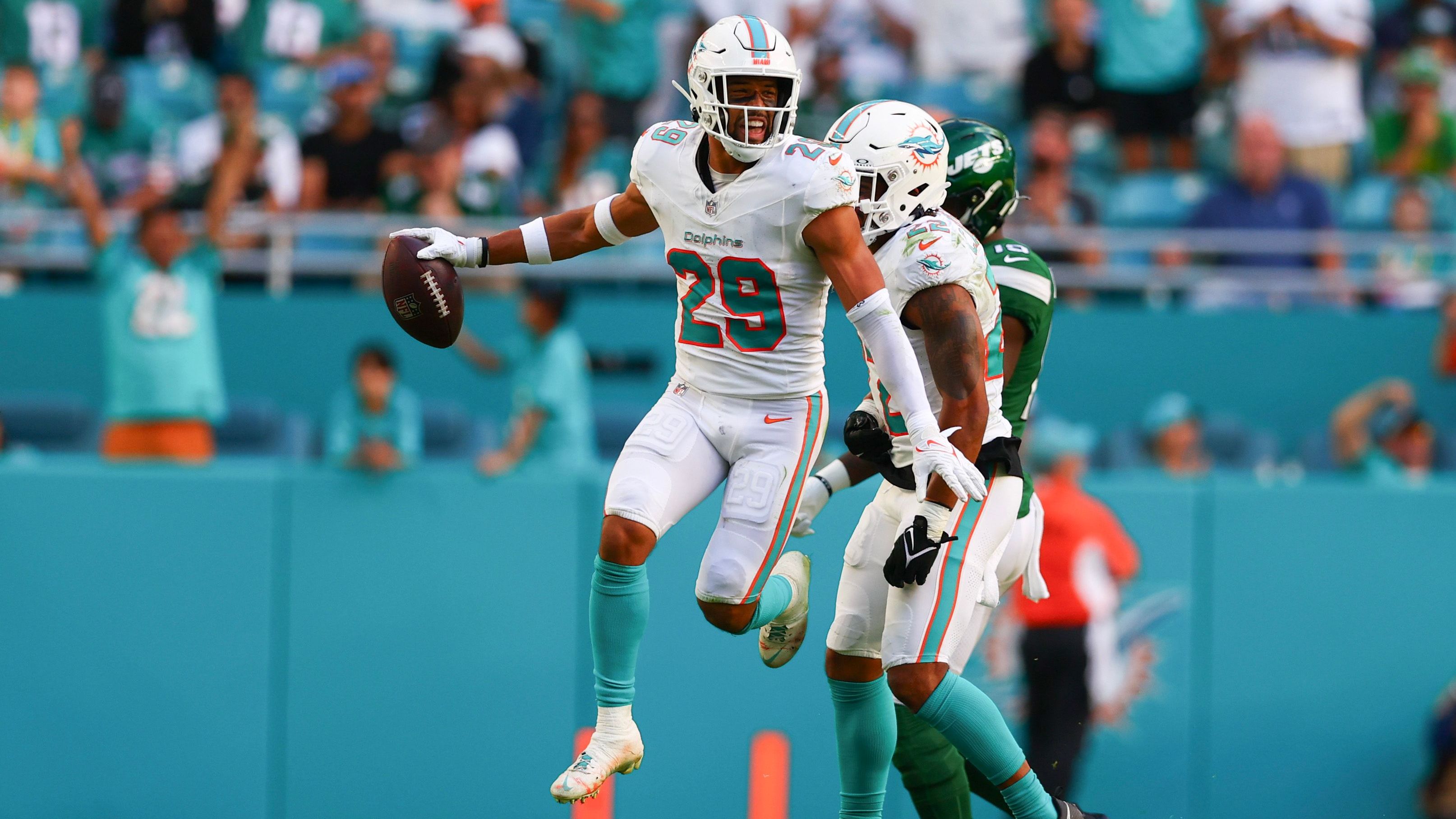 <strong>Miami Dolphins</strong><br>Saison 2023<br>Am 17.12.2023 im Spiel gegen die New York Jets<br>Endergebnis: 30-0