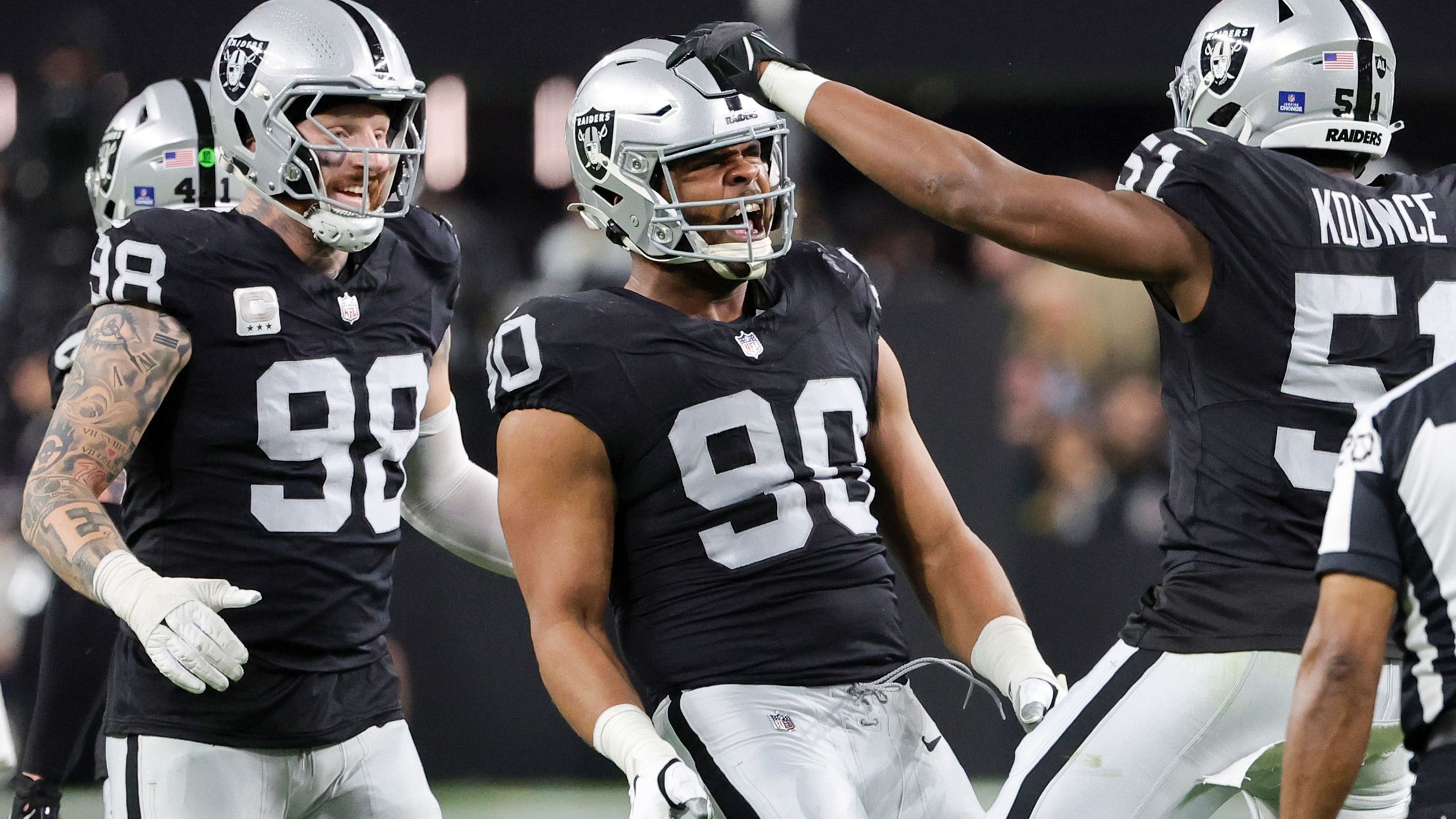 <strong>Las Vegas Raiders</strong><br>Saison 2023<br>Am 15.12.2023 im Spiel gegen die Los Angeles Chargers<br>Endergebnis: 63-21