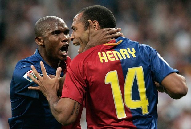
                <strong>Henry, Eto'o, Messi: Saison 2007/2008</strong><br>
                53 Treffer: Thierry Henry 19 Tore, Samuel Eto'o 18 Tore, Lionel Messi 16 Tore
              