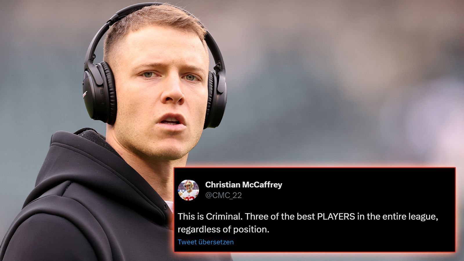 
                <strong>Christian McCaffrey</strong><br>
                Christian McCaffrey von den San Francisco 49ers gehört zu den wenigen Ausnahmen und Top-Verdienern seiner Position. Aber auch er steht seinen Kollegen bei: "Das ist kriminell. Drei der besten Spieler unserer Liga - EGAL, auf welcher Position."
              