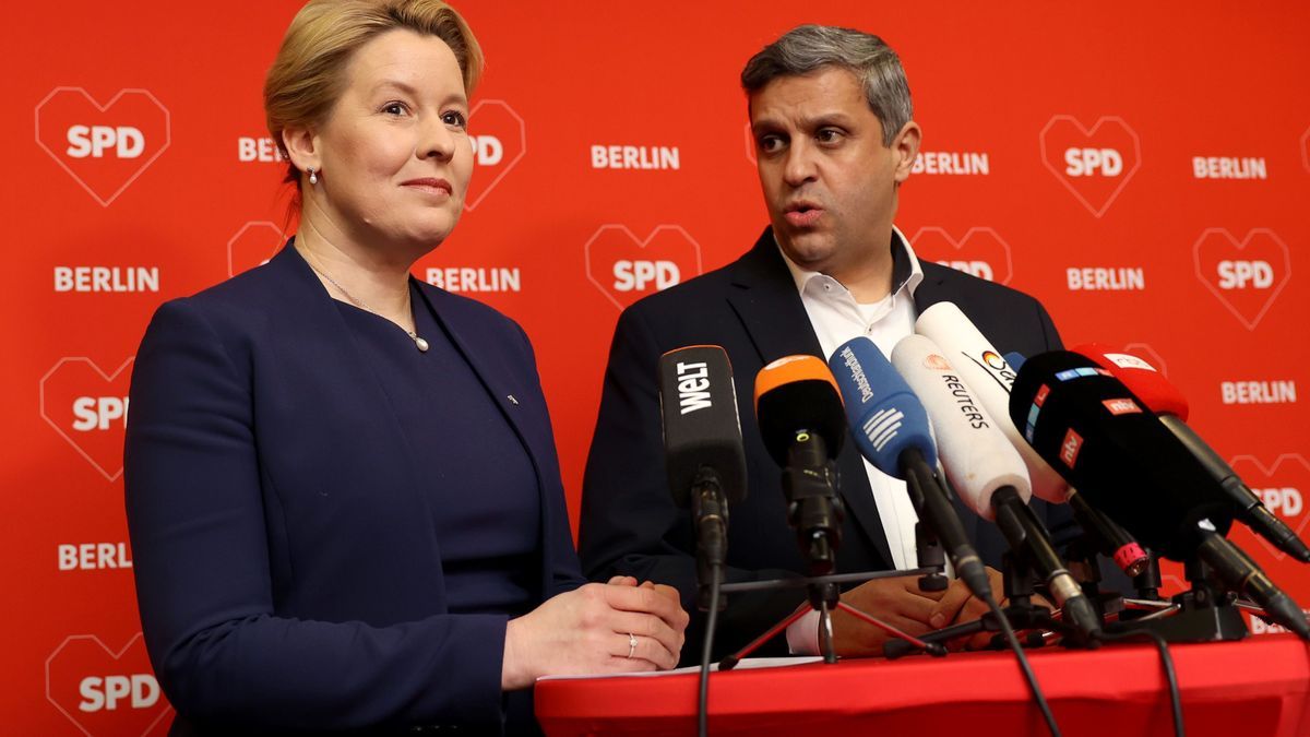 Franziska Giffey (SPD), Regierende Bürgermeisterin von Berlin, und Raed Saleh, Vorsitzender der SPD Berlin