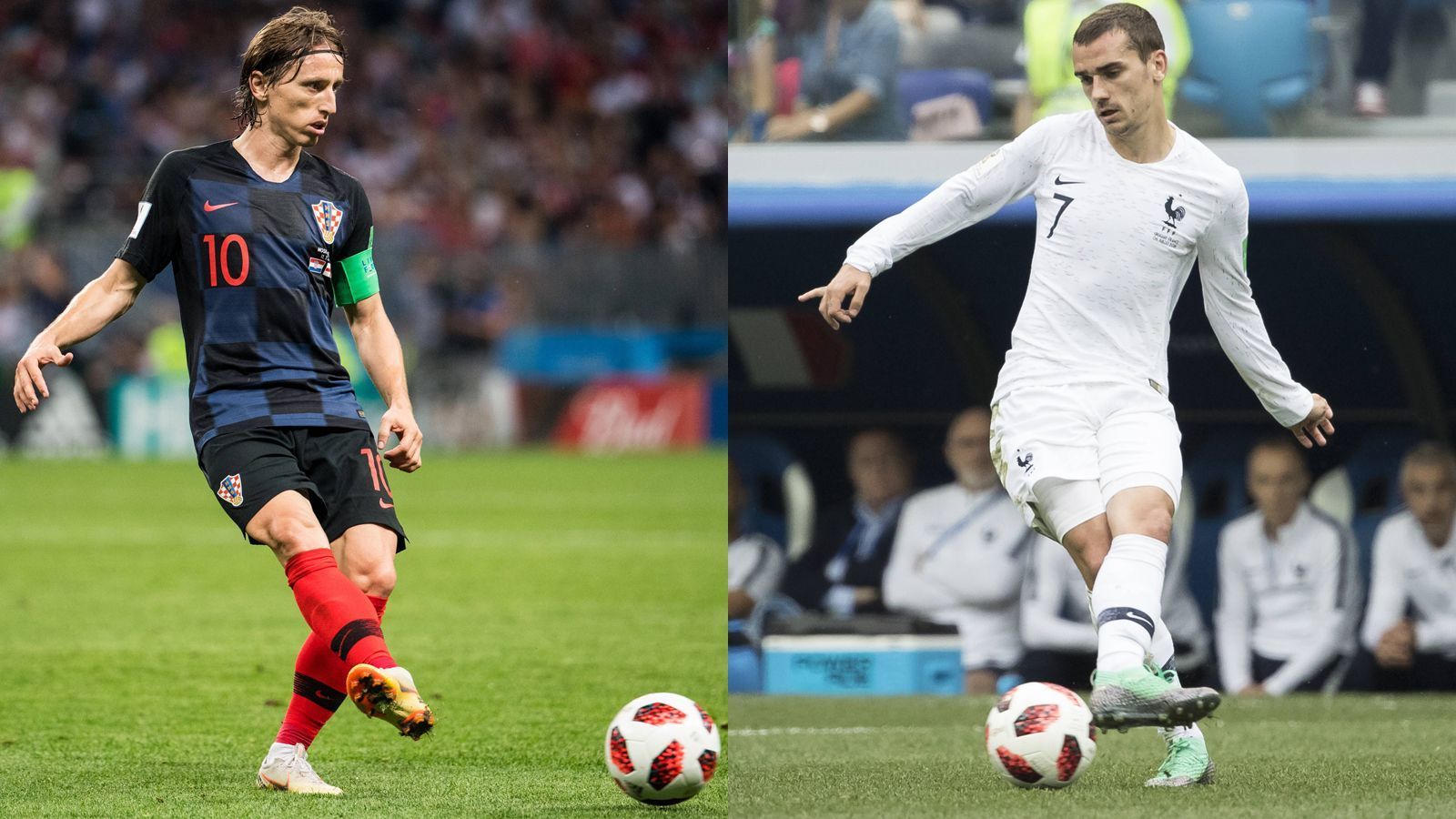 
                <strong>Luka Modric vs. Antoine Griezmann  </strong><br>
                Auch wenn sie auf etwas anderen Positionen spielen, Griezmann in der Offensive beheimatet ist und Modric eher im Zentrum, waren sie in den letzten Jahren die großen Stars ihrer Nationalmannschaft. Auch bei der WM überzeugen beide: Griezmann hat bereits drei Tore erzielt. Modric war zwei Mal erfolgreich und ist mit seinen herausragenden Pässen zudem der Schlüsselspieler der Kroaten. Weil er somit insgesamt noch mehr Einfluss auf das Spiel seiner Nationalmannschaft nimmt als Griezmann, geht der Punkt an Kroatien. 6:3 Frankreich
              