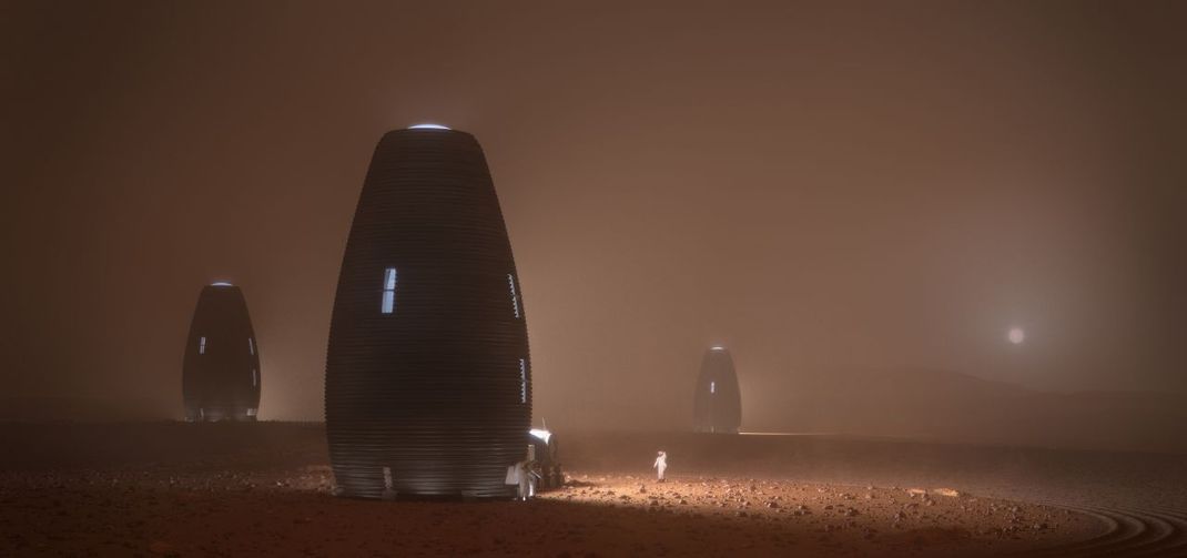 2019 veranstaltete die NASA einen Wettbewerb für Mars-Behausungen. Bedingungen: Die Häuser mussten per 3D-Druck aus einem Mars-ähnlichem Material "gedruckt" werden, schnell herzustellen sowie stabil sein. Gewinner war "Marsha" des Unternehmens AI Spacefactoy.
