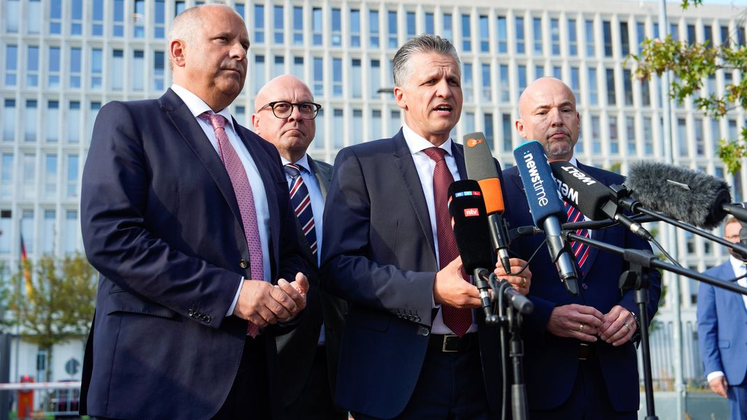 Die Union sieht akuten Nachbesserungsbedarf. V. l. :Roman Poseck (CDU), Alexander Throm (CDU), Thorsten Frei (CDU), Alexander Hoffmann (CSU).