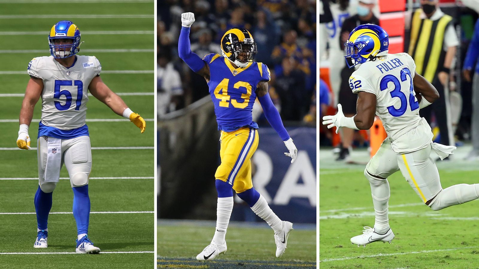 
                <strong>Fox, Kisher und Co.: Die No Names der Rams-Defense</strong><br>
                Die Los Angeles Rams verfügen in dieser Saison über eine der besten Defenses der NFL. Während dabei häufig über Aaron Donald und Jalen Ramsey geredet wird, liefern auch zahlreiche "No Names" ab. ran.de zeigt vor dem Playoff-Auftakt bei den Seattle Seahawks (Samstag ab 22.15 Uhr live auf ProSieben und ran.de) die heimlichen Gesichter der Defense.
              