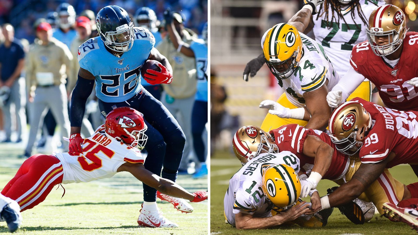 
                <strong>Zehn verrückte Fakten zu den Championship Games </strong><br>
                Wer gelangt in den Super Bowl 2020? Sonntagabend wird sich das entscheiden. Zuerst treten die Tennessee Titans bei den Kansas City Chiefs an, danach die Green Bay Packers bei den San Francisco 49ers (ProSieben und ran.de übertragen ab 20:45 Uhr live). ran.de stimmt mit zehn verrückten Fakten auf die Conference Championship Games ein.  
              