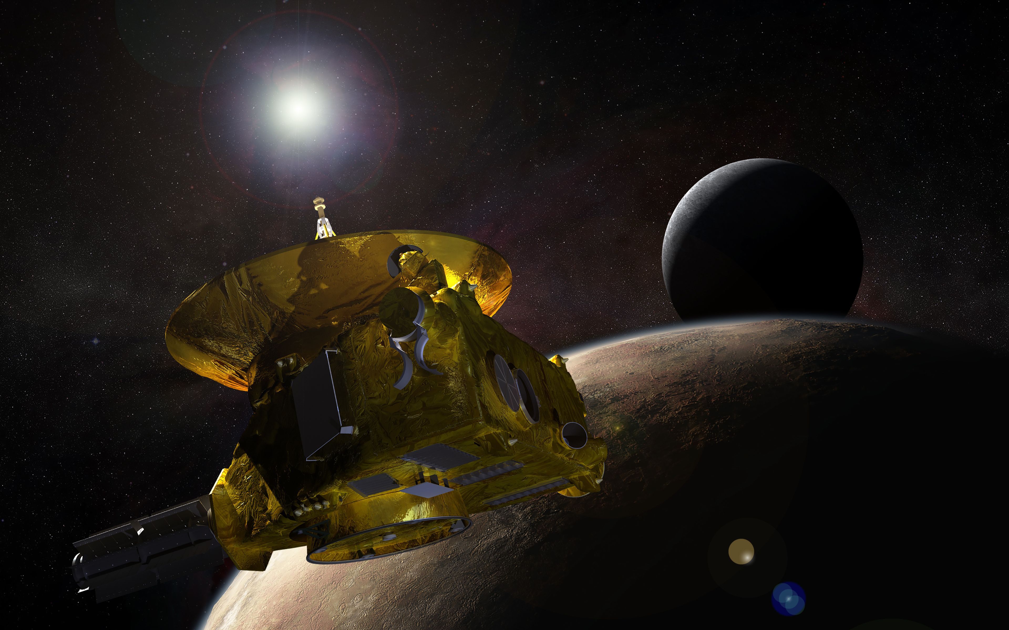 Was wir über das Pluto-System wissen, stammt vorwiegend von der NASA-Raumsonde New Horizons, die ihn 2015 in nur 12.500 Kilometer Entfernung passierte.