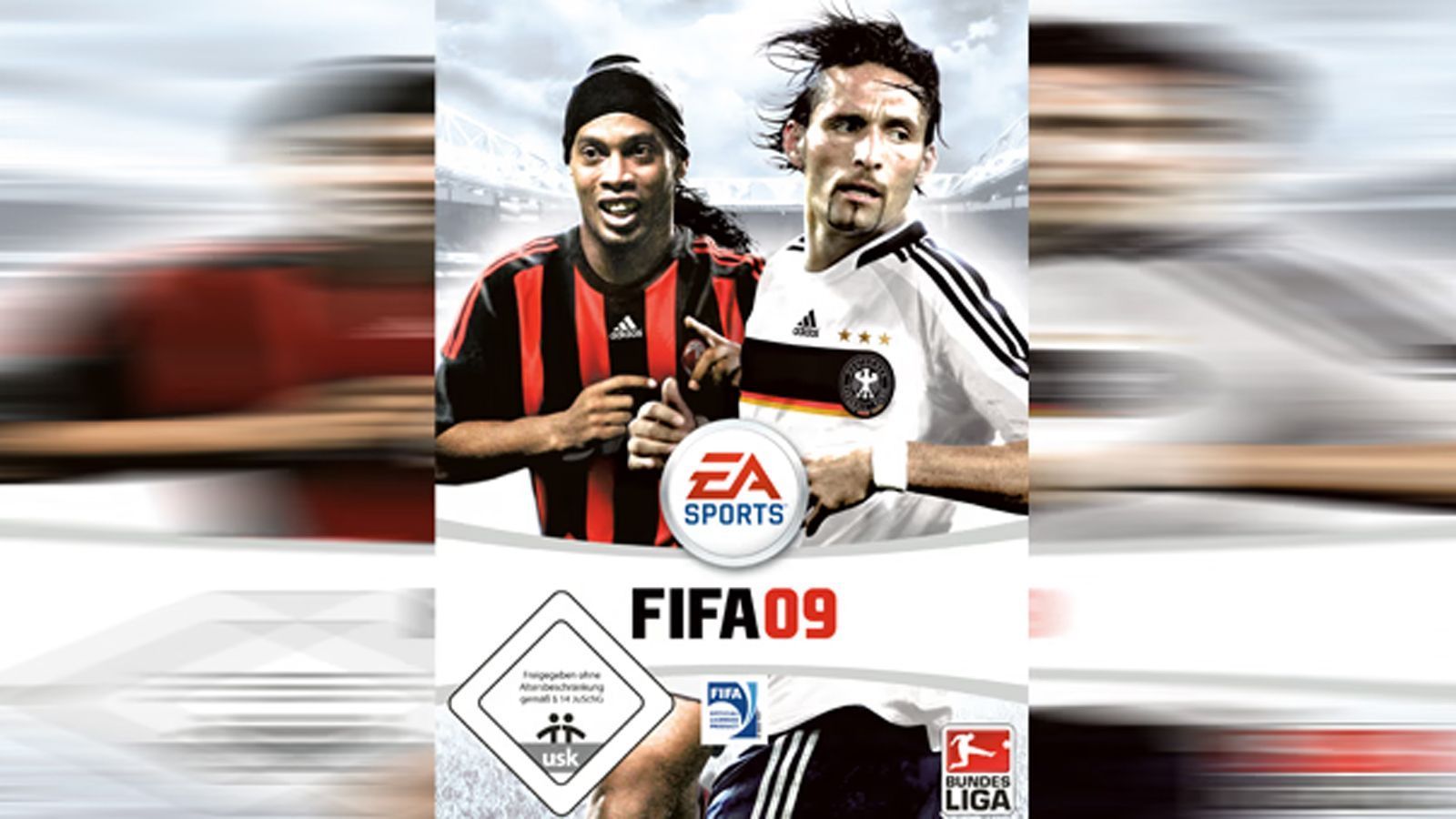 
                <strong>FIFA 09</strong><br>
                FIFA 09 - Cover-Spieler: Ronaldinho und Kevin Kuranyi.
              