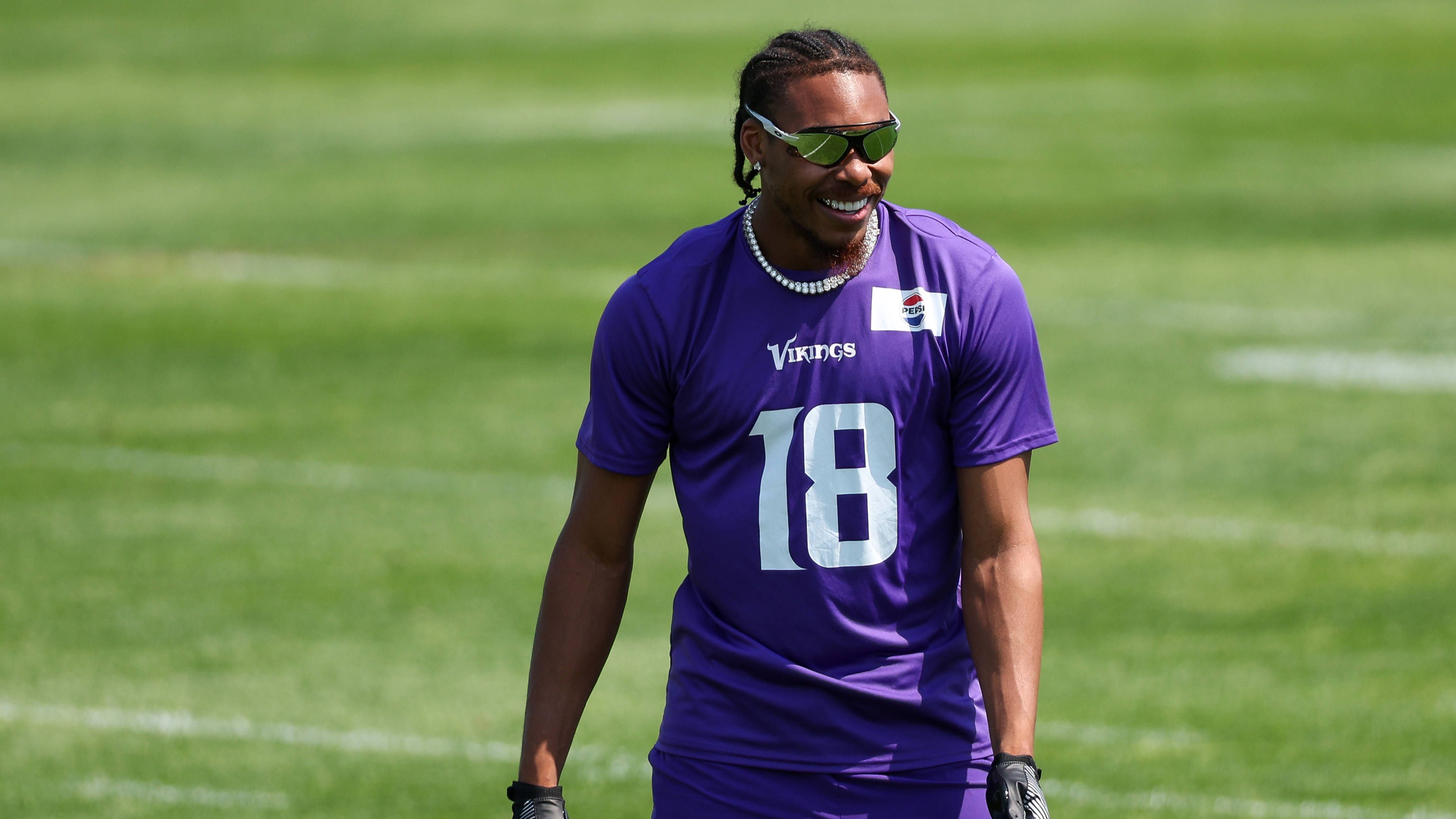 <strong>Justin Jefferson</strong><br>Position: Wide Receiver<br>Team: Minnesota Vikings<br>Rating in Madden 25: 98