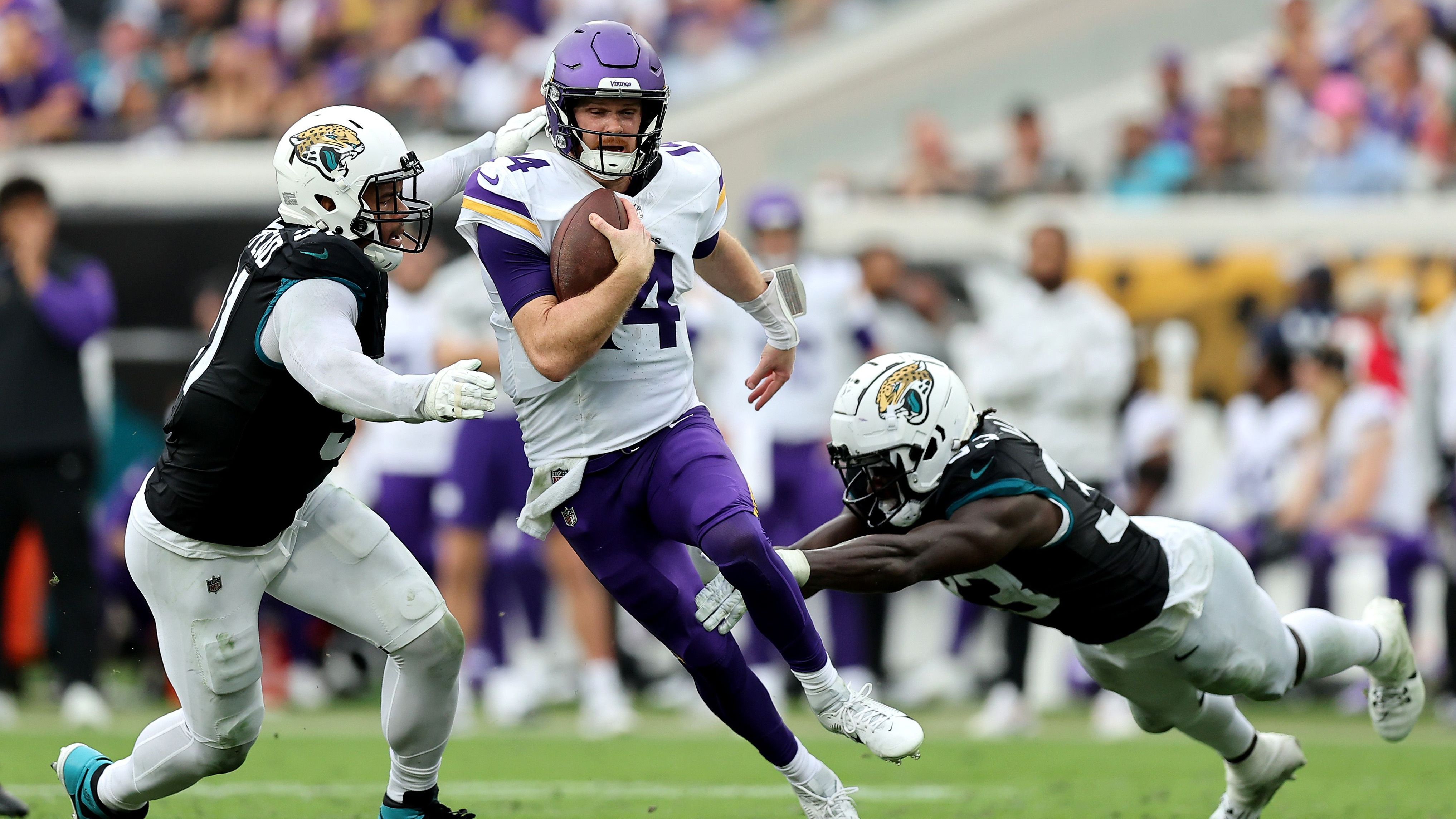 <strong>Platz 4 (geteilt): Sam Darnold&nbsp;</strong><br>Team: Minnesota Vikings<br>Anzahl der Spiele: 17<br>Sacks: 48