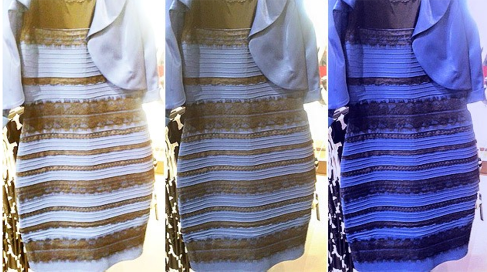 Welche Farbe hat das Kleid? Diese optische Täuschung ging viral. Einige User sahen hier ein gold-weißes Kleid, andere ein blau-schwarzes. Zu welcher Gruppe gehörst du? 