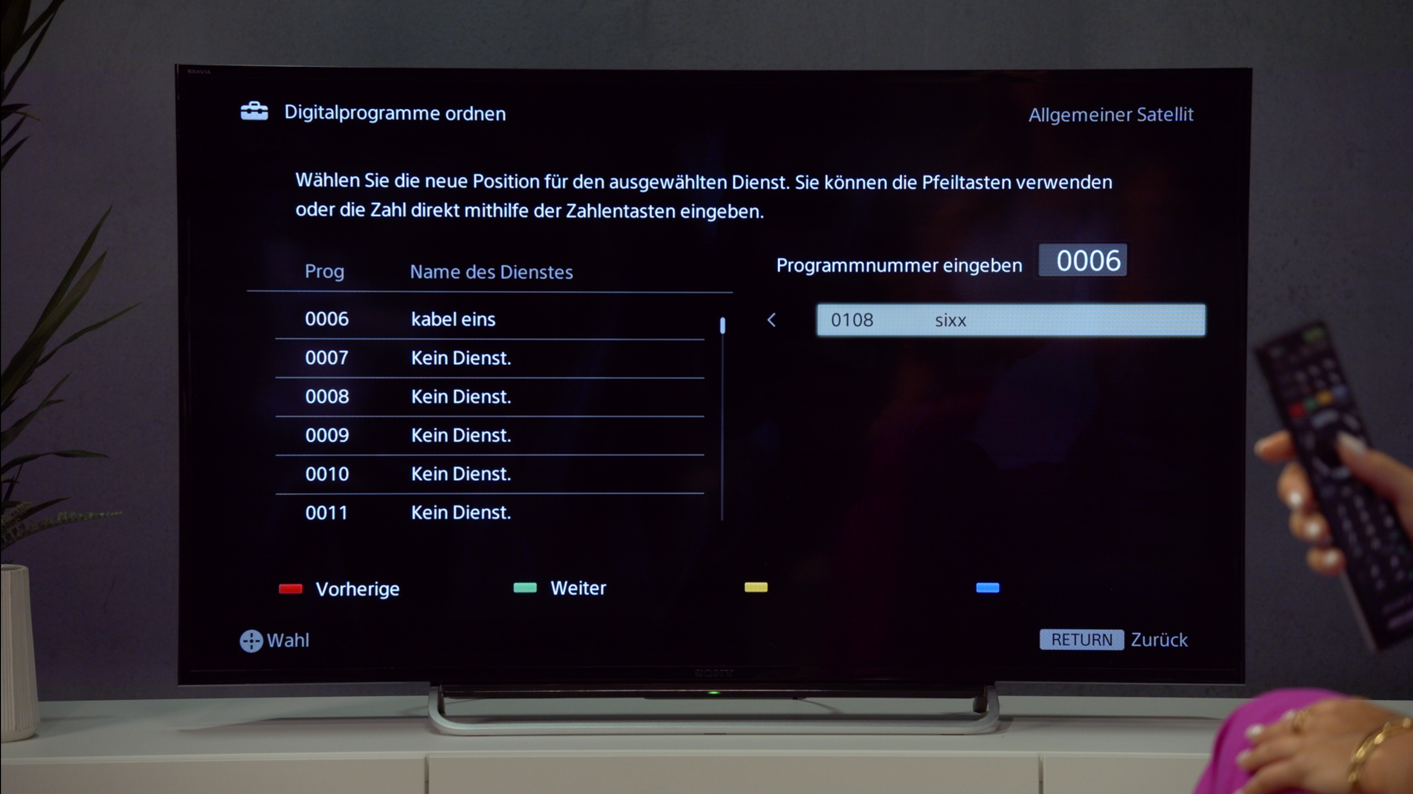 ... und dann eine neue Programmnummer eingibst, zum Beispiel 0006. Bestätige mit "OK".