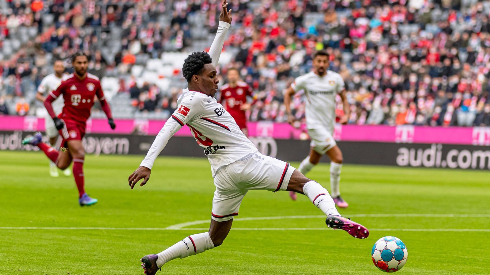 
                <strong>Jeremie Frimpong (Bayer 04 Leverkusen)</strong><br>
                Ein Transfer von Jeremie Frimpong wäre eine Liga-interne Lösung. Der pfeilschnelle Niederländer hat sich in Leverkusen zum absoluten Stammspieler entwickelt und wäre somit auch nicht die günstigste Option. Zumal der 21-Jährige bei der Werkself einen Vertrag bis Sommer 2025 unterschrieben hat. Frimpong kam im Januar 2021 für elf Millionen Euro von Celtic Glasgow zu Bayer. Sollten die Münchner nun etwas für ihr Tempo-Defizit auf der Rechtsverteidiger-Position tun wollen, müssten sie mindestens das Doppelte auf den Tisch legen.
              