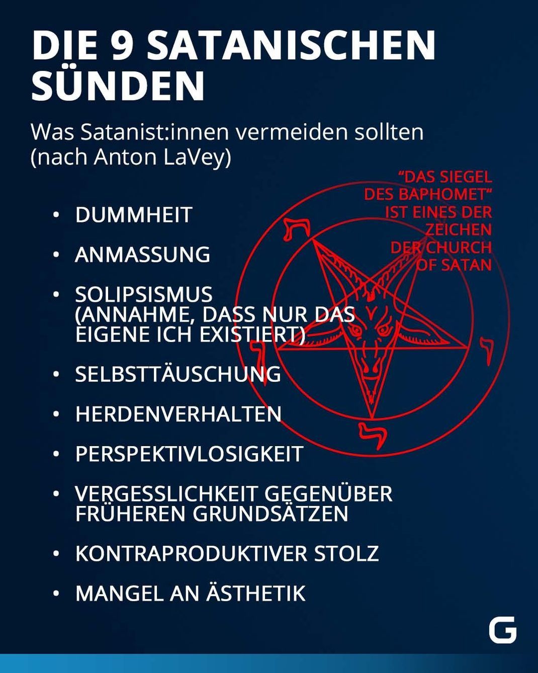 9 Satanische Sünden nach Anton LaVey